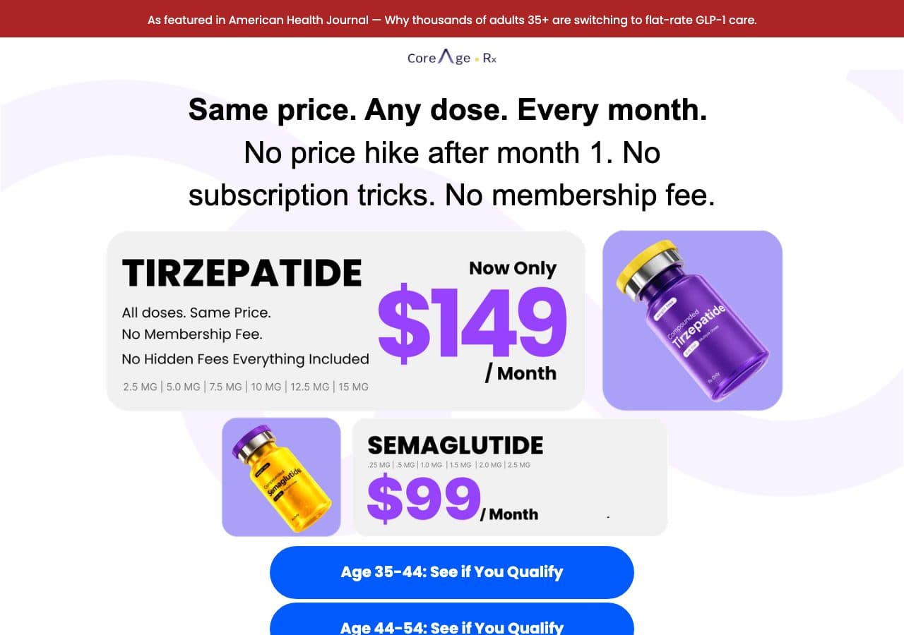 CoreAge Rx website