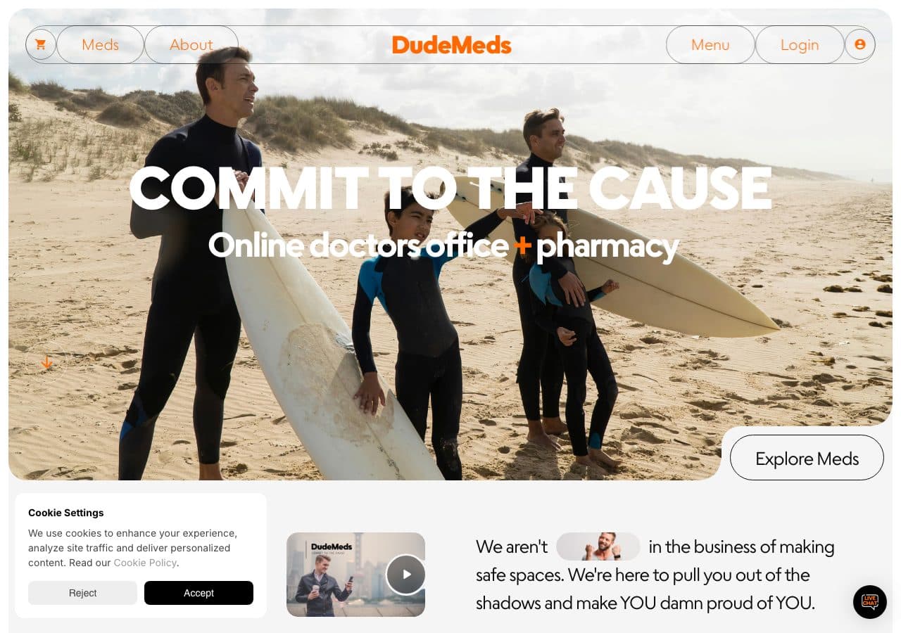 DudeMeds's website