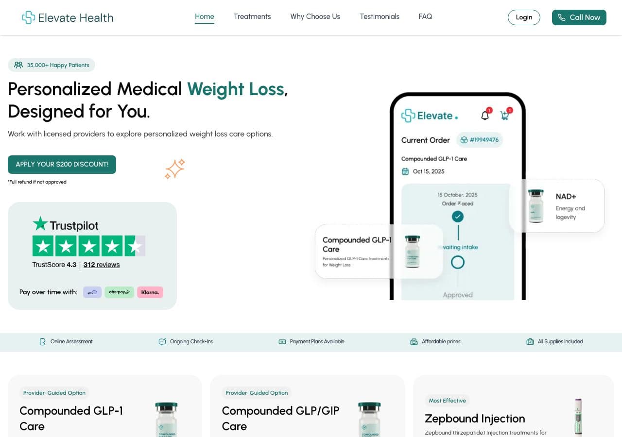 Elevate Health's website