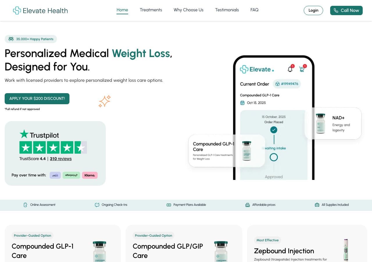 Elevate Health website