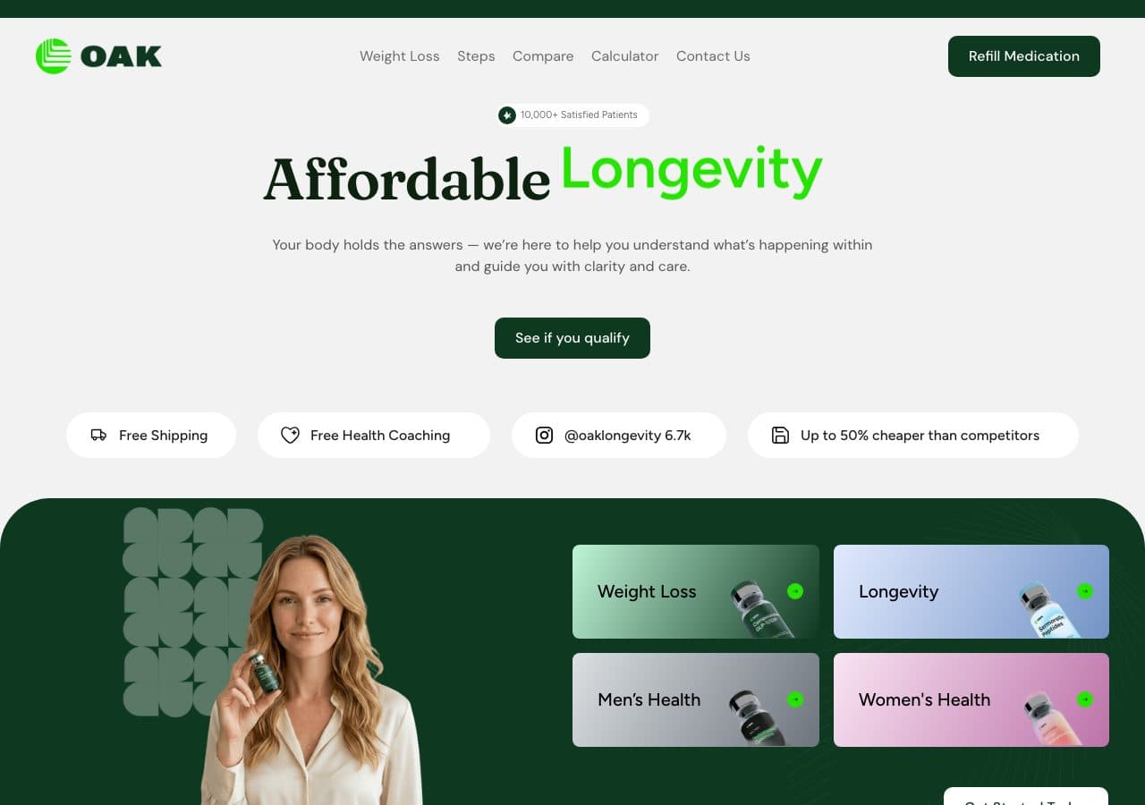 Oak Longevity's website