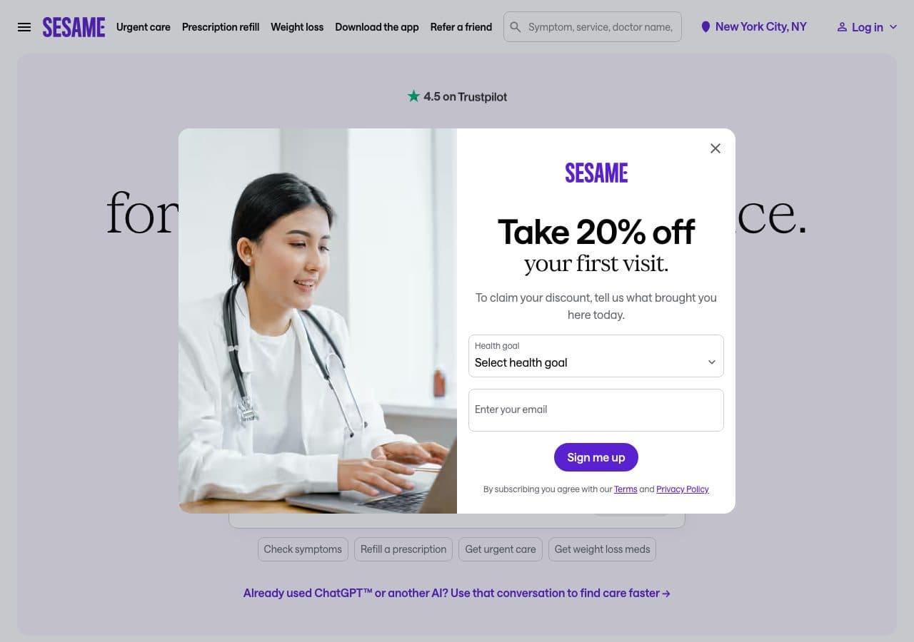 Sesame Care's website